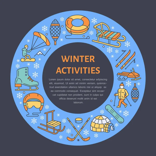 Χειμερινό Αθλητικό Πανό Ενοικίαση Εξοπλισμού Στο Χιονοδρομικό Κέντρο Εικονίδιο Διάνυσμα — Διανυσματικό Αρχείο