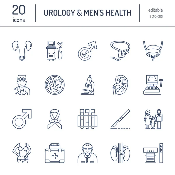 Iconos Modernos Línea Vectorial Urología Elementos Urólogo Vejiga Urología Oncológica — Vector de stock