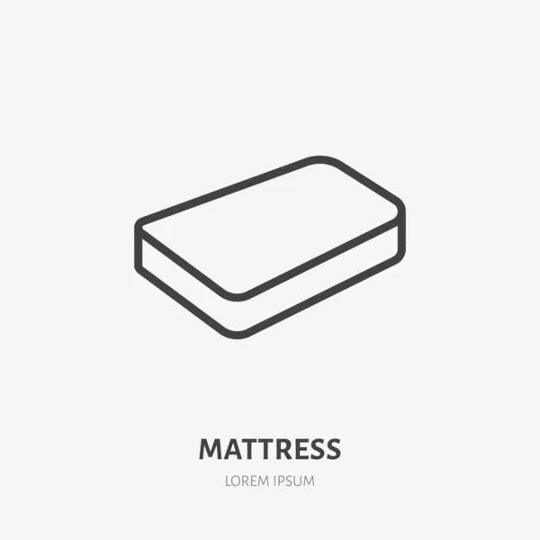 Mattress Flat Line Icon Bedding Sign Thin Linear Logo Interior — Stock Vector