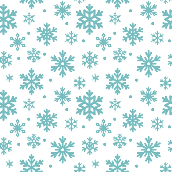 冬の雪片のシームレスなパターン ベクトル背景 繰り返しの質感 包装紙 パッケージ カード バナーデザインのためのかわいい青い雪のフレーク — ストックベクタ
