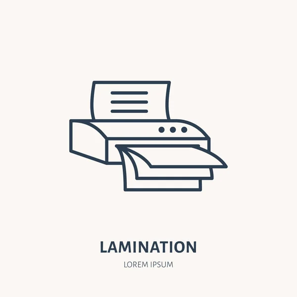 Płaska Ikona Laminatora Znak Maszyny Laminowania Biura Cienkie Liniowe Logo — Wektor stockowy