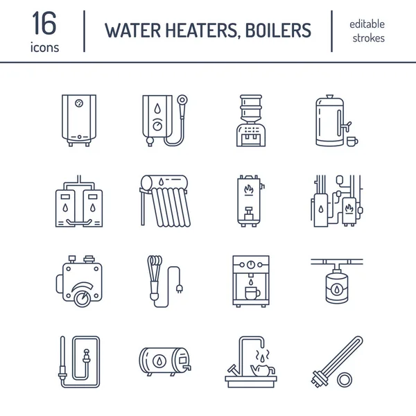 Calentador Agua Caldera Termostato Eléctrico Gas Calentadores Solares Otros Iconos — Vector de stock