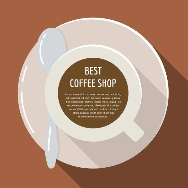 Ένα Φλιτζάνι Καφέ Επίπεδη Απεικόνιση Espresso Ποτό Top View Έννοια — Διανυσματικό Αρχείο