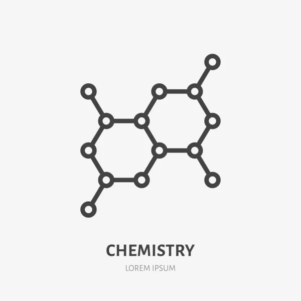 Molecule Flat Line Icon Chemistry Science Molecular Structure Chemical Laboratory — Stock Vector