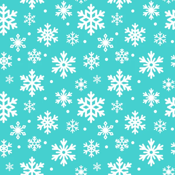 冬の雪片のシームレスなパターン ベクトル背景 繰り返しの質感 包装紙 パッケージ カード バナーのためのかわいい青い雪のフレーク — ストックベクタ