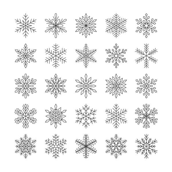 Linda Colección Copos Nieve Aislados Sobre Fondo Blanco Iconos Planos — Vector de stock