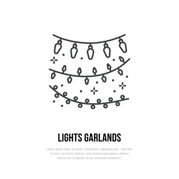 Ikon Lights Garlands Line Logo Vektor Untuk Layanan Acara Ilustrasi - Stok Vektor