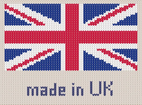 ユニオンジャックニットパターン 英国の旗 現代のベクトル装飾 ウールニットテクスチャ 英国のバナー フラットニット標準 サイトのための設計要素 手作り旗 — ストックベクタ