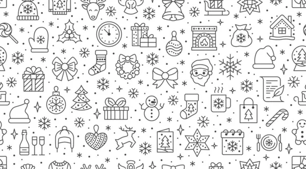 Χριστούγεννα Νέο Έτος Απρόσκοπτη Μοτίβο Φόντο Γραμμή Χειμώνα Διακοπές Εικονογράφηση — Διανυσματικό Αρχείο