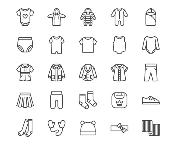 Conjunto Iconos Línea Plana Ropa Bebé Traje Cuerpo Mono Mameluco — Archivo Imágenes Vectoriales