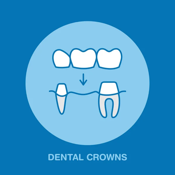 Dentista Icono Línea Ortodoncia Corona Dental Signo Tratamiento Dental Elementos — Archivo Imágenes Vectoriales