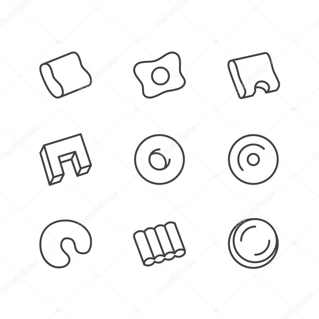 Bedding flat line icons. Orthopedic pillow, bedroom linen, comfortable sleep equipment vector illustrations. Thin signs for interior store. Pixel perfect 64x64. Editable Strokes.