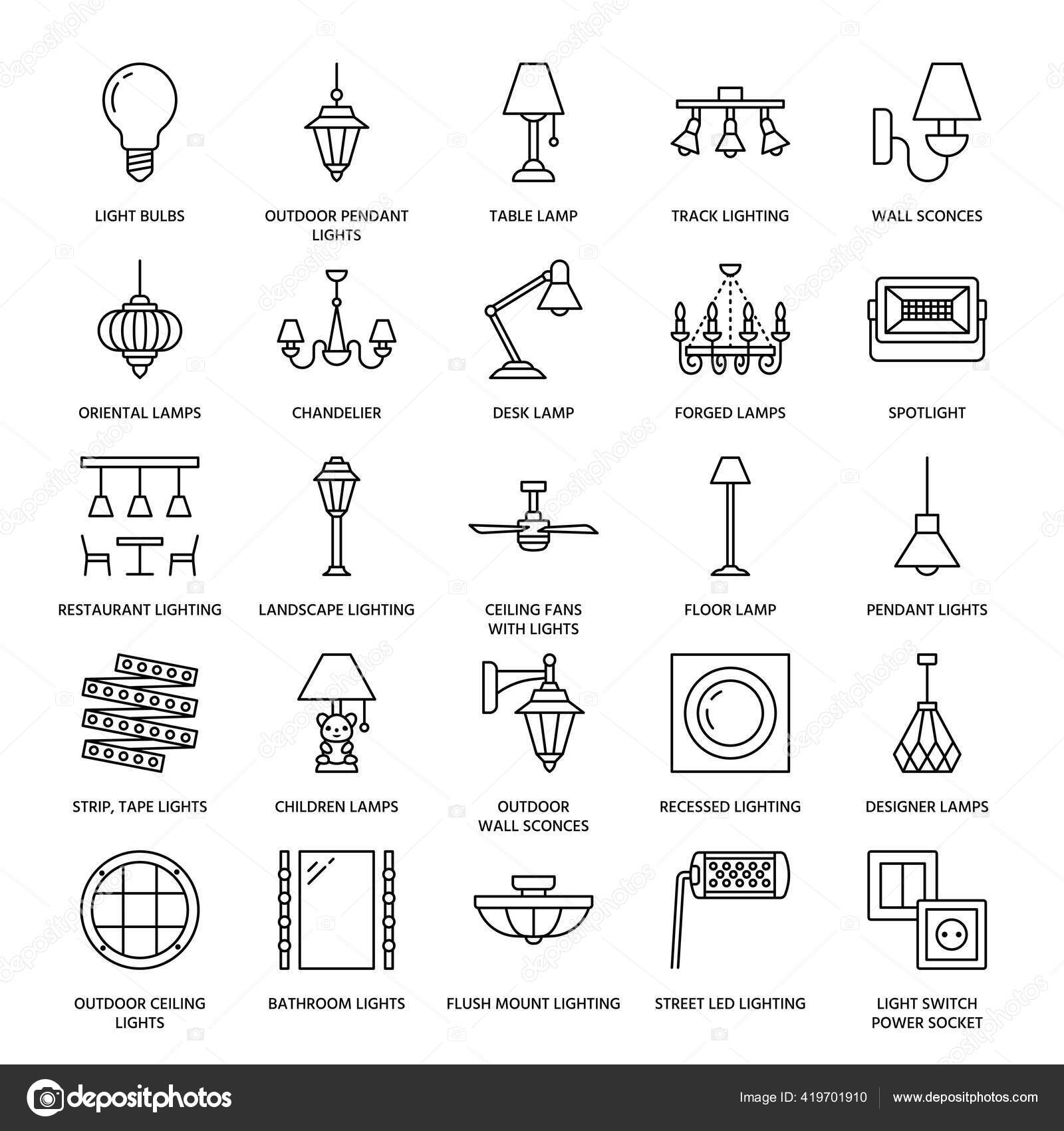 Светильники Светильники Плоские Иконки Оборудование Домашнего.