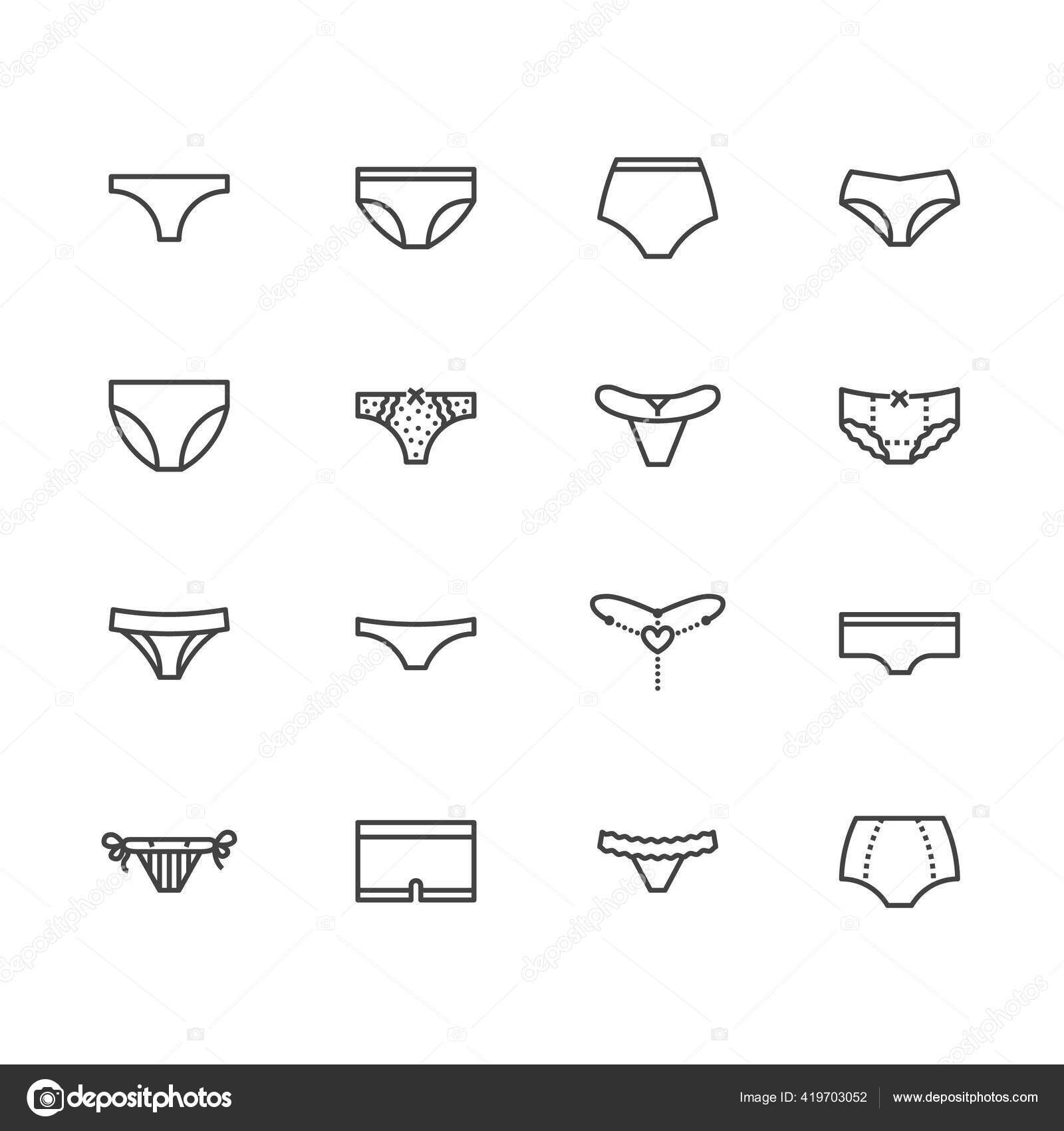 Lingerie flat line icons set. Bras types, woman underwear