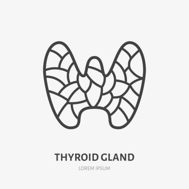 Tiroid bezi çizgisi ikonu, insan iç organının vektör piktogramı. Anatomi illüstrasyonu, tıbbi imza, endokrinoloji kliniği.
