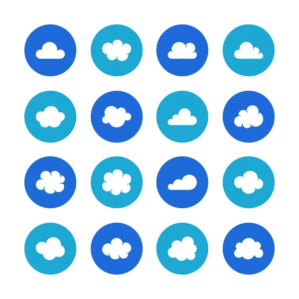 Icone Glifo Piatto Nuvola Simboli Nuvole Memorizzazione Dei Dati Previsioni — Vettoriale Stock