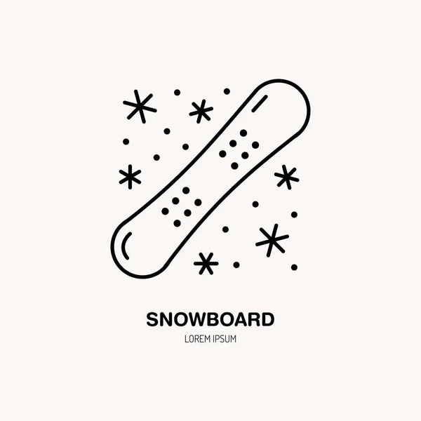 Vetor Ícone Linha Fina Snowboard Equipamento Recreação Inverno Alugar Logotipo —  Vetores de Stock