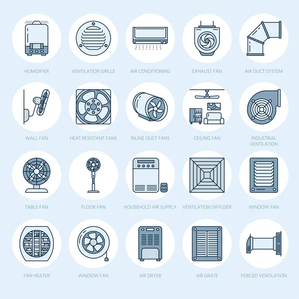 Iconos Línea Equipos Ventilación Aire Acondicionado Electrodomésticos Refrigeración Ventilador Escape — Vector de stock