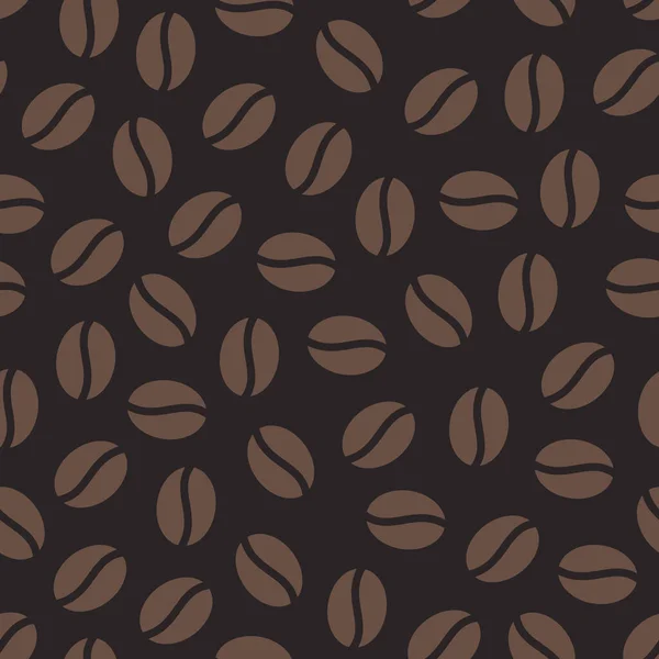 コーヒー豆のシームレスなパターン ベクトルの背景 カフェメニュー お店の包装紙のための濃い茶色のテクスチャを繰り返し — ストックベクタ