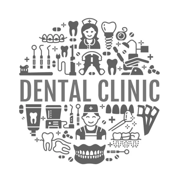 Dentista Banner Médico Ortodoncia Con Icono Línea Vectorial Equipos Cuidado — Archivo Imágenes Vectoriales