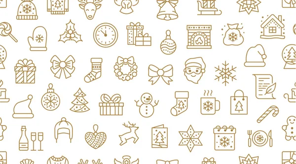 Vánoce Nový Rok Bezproblémový Vzor Linie Pozadí Zimní Dovolená Ilustrace — Stockový vektor