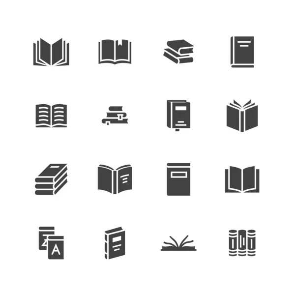 Libros Iconos Glifo Plano Lectura Biblioteca Ilustraciones Vectoriales Educación Literaria — Archivo Imágenes Vectoriales