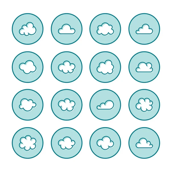 Ikony Rovných Čar Symboly Mraků Pro Ukládání Dat Předpověď Počasí — Stockový vektor