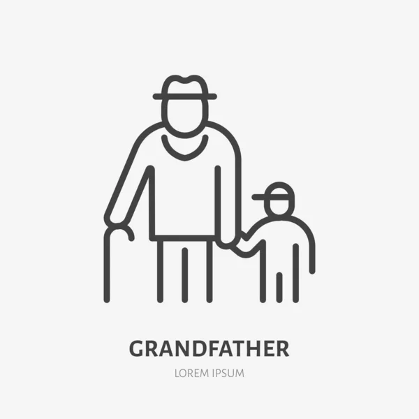 Icône Ligne Familiale Pictogramme Vectoriel Grand Père Avec Petit Fils — Image vectorielle
