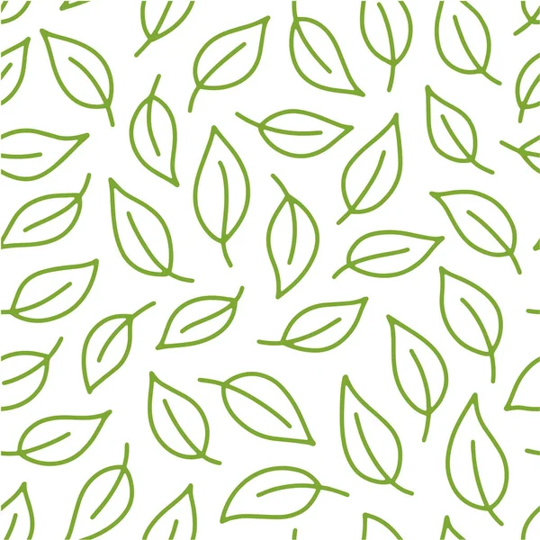 Fond Feuille Modèle Sans Couture Vert Blanc Avec Des Feuilles — Image vectorielle