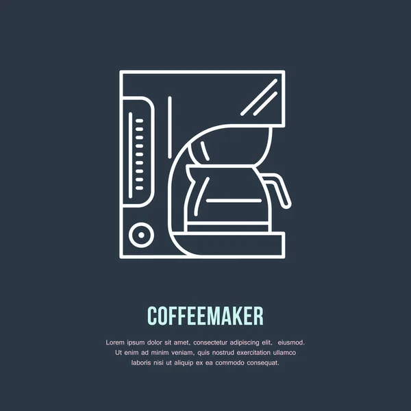 Coffeeemaker Значок Векторної Лінії Кавомашини Лінійний Логотип Обладнання Barista Символ — стоковий вектор