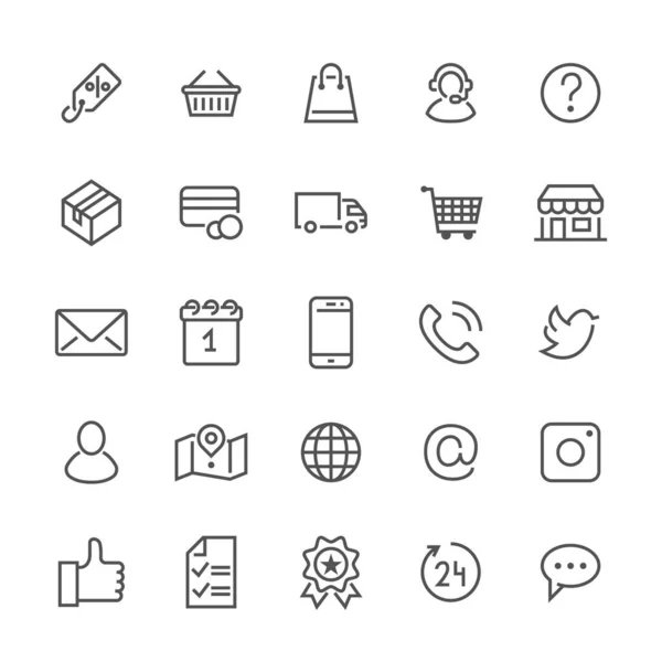Онлайн Шопинг Электронная Коммерция Контакты Поддержка Социальные Сети Корзина Магазинов — стоковый вектор