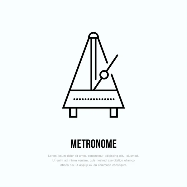 Ikon Garis Vektor Modern Metronom Logo Linear Instrumen Musik Garis - Stok Vektor