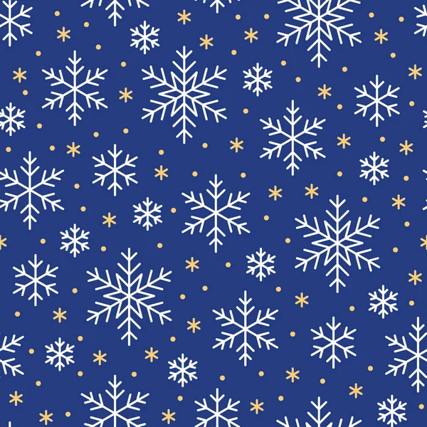 Christmas New Year Seamless Pattern Snowflakes Line Illustration Vector Icons — Stock Vector