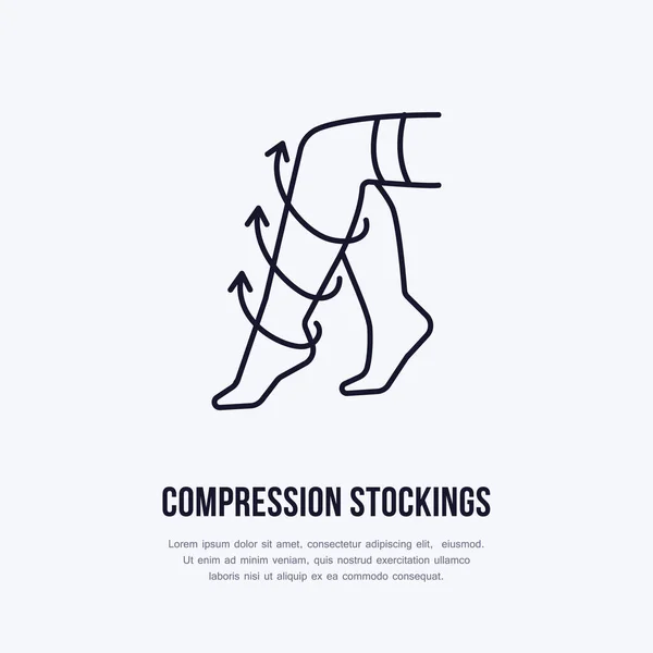 Icono Medias Compresión Logotipo Línea Señal Plana Para Tienda Equipos — Vector de stock