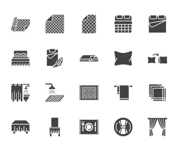 Textiles Para Hogar Patrón Sin Costuras Con Iconos Glifo Plano — Vector de stock