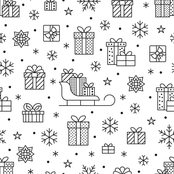 Vánoce Novoroční Ploché Ikony Zimní Prázdniny Vánoční Stromeček Dárek Sněhulák — Stockový vektor