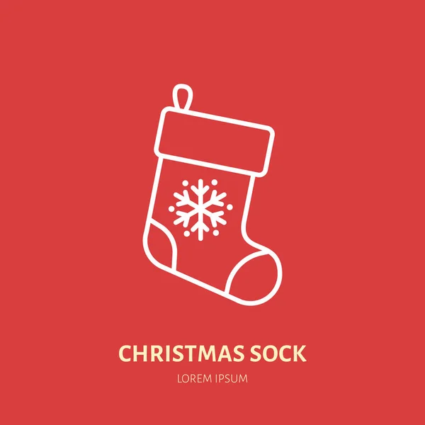Χριστουγεννιάτικη Κάλτσα Κάλτσα Διακόσμηση Νέου Έτους Επίπεδη Γραμμή Εικονίδιο Χειμερινές — Διανυσματικό Αρχείο