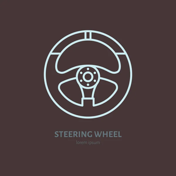Значок Векторной Линии Руля Логотип Автогонок Знак Уроков Вождения Иллюстрация — стоковый вектор