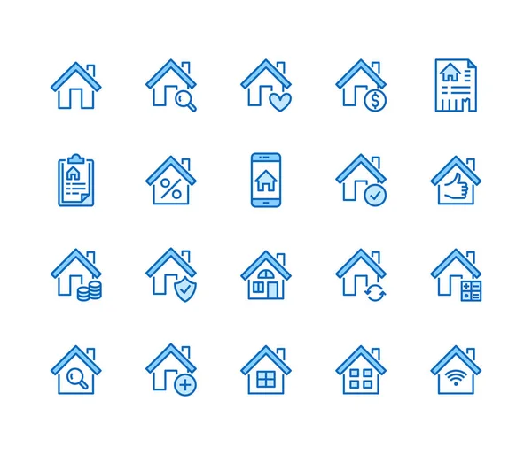 Reestate Flat Line Icons Set Продажа Дома Страхование Дома Ипотечный — стоковый вектор