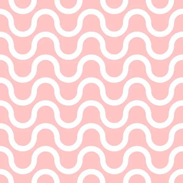 Wavy Vector Seamless Pattern Geometric Abstract Background Pink White Color — Stock Vector