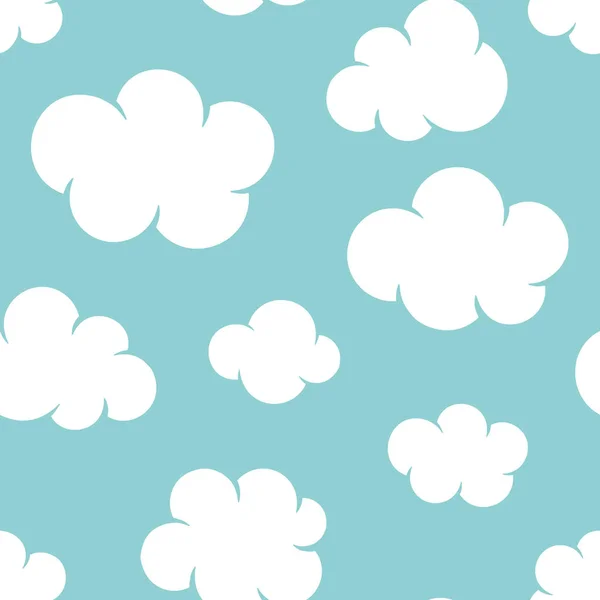 Cute Baby Seamless Pattern Blue Sky White Clouds Flat Icons — Stock Vector