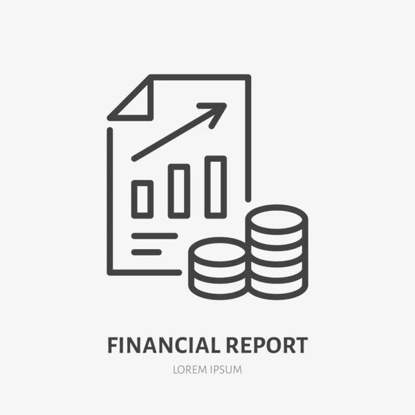 Ikona Řádku Finančního Výkazu Vektorový Piktogram Dokumentu Penězi Obchodní Koncepce — Stockový vektor