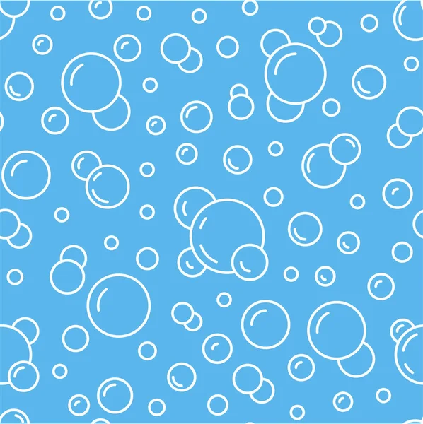 Bubbles Векторный Бесшовный Рисунок Плоскими Иконками Линии Мыльная Текстура Голубого — стоковый вектор