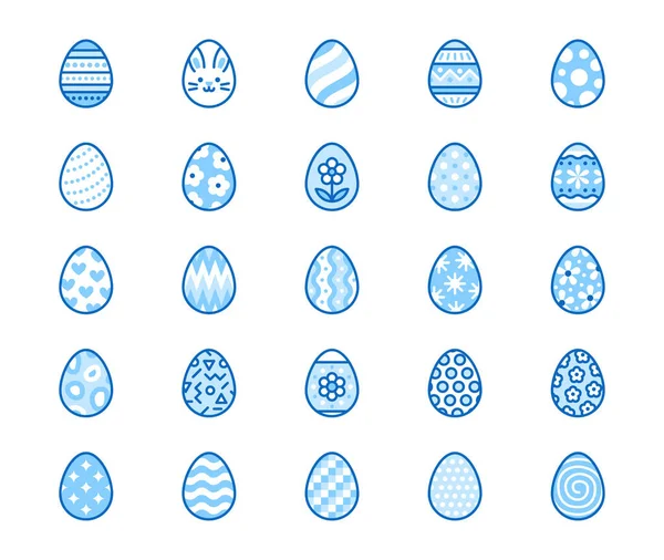 Easter Food Flat Line Icons Set Painted Eggs Egg Hunt — Stock Vector