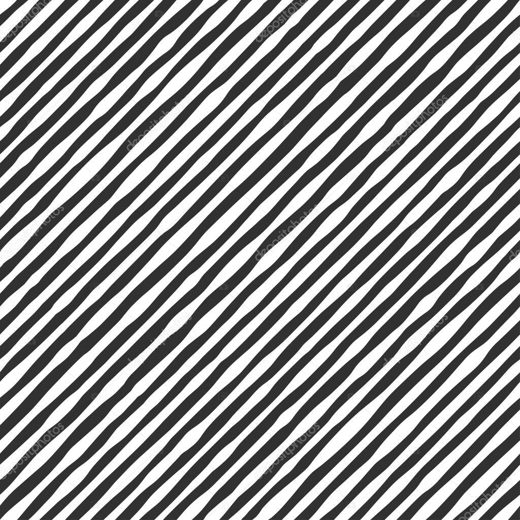 Fabric seamless pattern with textile line texture, black on white background. Simple wallpaper doodle stripes, grunge backdrop, monochrome design element.