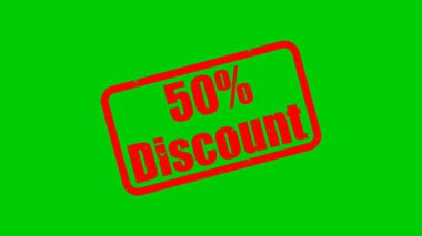 Yüksek kaliteli grunge% 50 indirimli bayrak animasyonu eskimiş doku ve yumuşak hareketle. Krom anahtar kullanımı için yeşil ekranda izole edilmiş pazarlama videoları, reklamlar ve promosyon tasarımları.