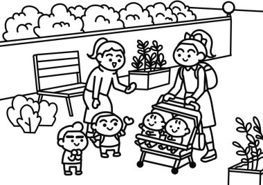 Parkta ikizlerle oynayan çocuklar