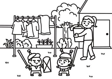 Çizgi film tarzı lahana ve avokado çıkartmaları.