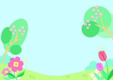 Resimler güzel bahçe karikatürü tarzı.