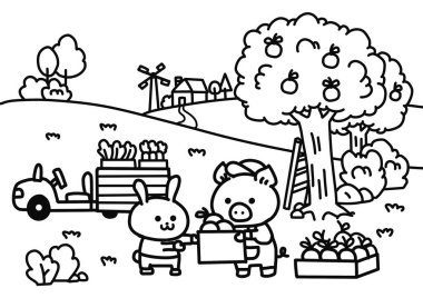 Tavşan domuzlarla tarım ürünleri almaya geliyor..